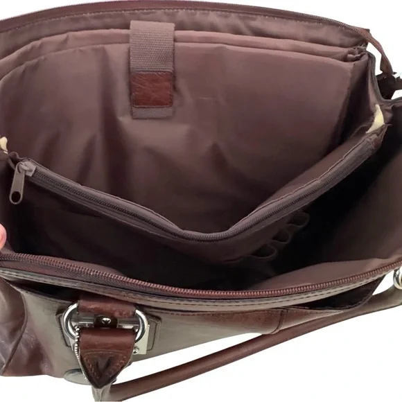 Wilsons Leather Computer Bag Attache 100% Genuine Leather Oxblood Red/Brown - Picture 12 of 13